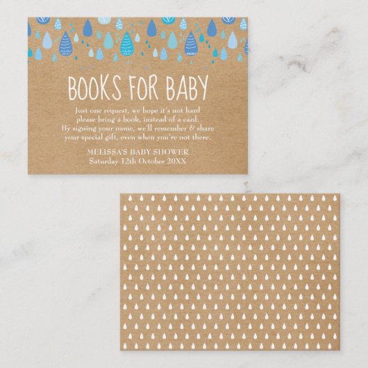 Rustieke boeken voor Baby Book Request Baby shower Informatiekaartje (Voorkant / Achterkant)
