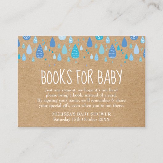 Rustieke boeken voor Baby Book Request Baby shower Informatiekaartje (Voorkant)