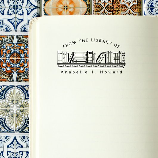 Rustieke Boekenplank Aangepaste naam Bibliotheek B Rubberstempel