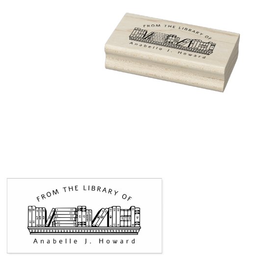 Rustieke Boekenplank Aangepaste naam Bibliotheek B Rubberstempel (Gestempeld)