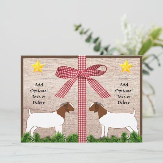 Rustieke Boer Geit Kerstmis Groet Feestdagenkaart (Staand voorkant)