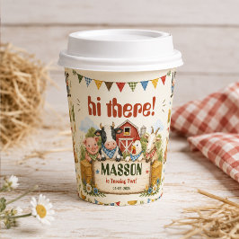 Rustieke boerderij 2de verjaardagsfeestje voor kin papieren bekers