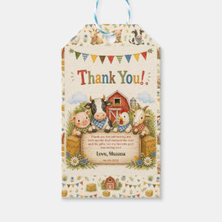 Rustieke boerderij 2e verjaardagsfeestje voor kind cadeaulabel