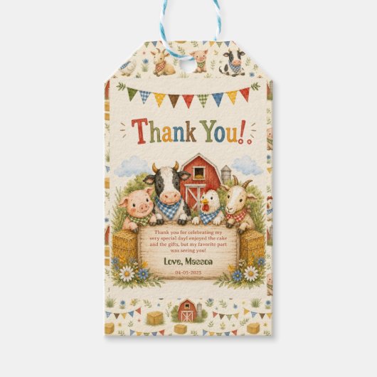 Rustieke boerderij 2e verjaardagsfeestje voor kind cadeaulabel (Voorkant)