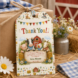 Rustieke boerderij 2e verjaardagsfeestje voor kind cadeaulabel
