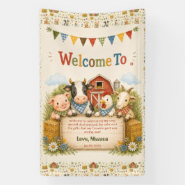 Rustieke boerderij 2e verjaardagsfeestje voor kind spandoek