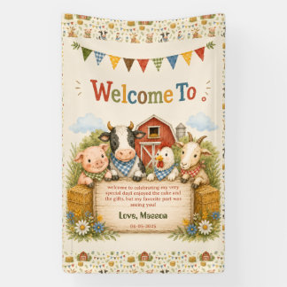 Rustieke boerderij 2e verjaardagsfeestje voor kind spandoek