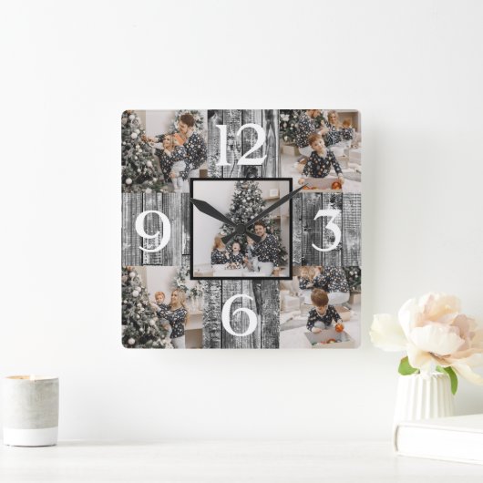 Rustieke boerderij aangepaste fotocollage vierkante klok (Huis)