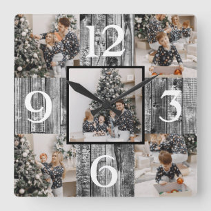Rustieke boerderij aangepaste fotocollage vierkante klok