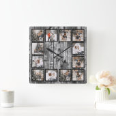 Rustieke boerderij aangepaste fotocollage vierkante klok (Huis)