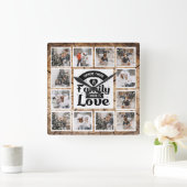 Rustieke boerderij aangepaste fotocollage vierkante klok (Huis)