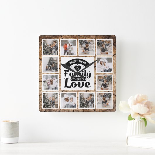 Rustieke boerderij aangepaste fotocollage vierkante klok (Huis)