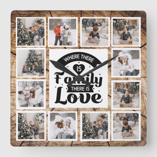 Rustieke boerderij aangepaste fotocollage vierkante klok (Voorkant)