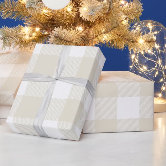 Rustieke boerderij beige buffel geruit cadeaupapier (Feestdagen)