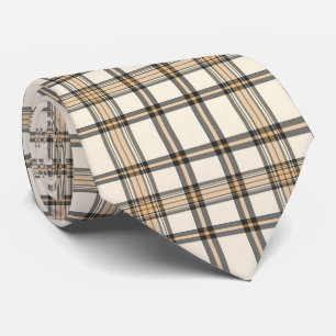 Rustieke boerderij beige en bruine geruite cadeau stropdas