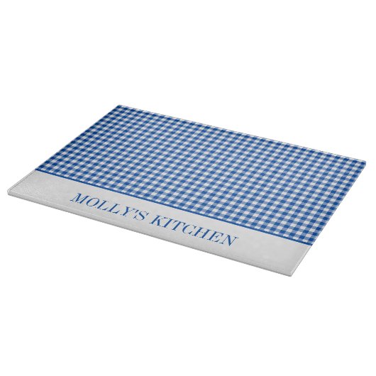 Rustieke boerderij blauw en wit Gingham Plaid Snijplank (Hoek)