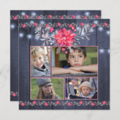 Rustieke Boerderij Blauwe Schuur Hout Kerstmis 5 F Feestdagenkaart (Voorkant / Achterkant)