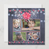 Rustieke Boerderij Blauwe Schuur Hout Kerstmis 5 F Feestdagenkaart (Voorkant)