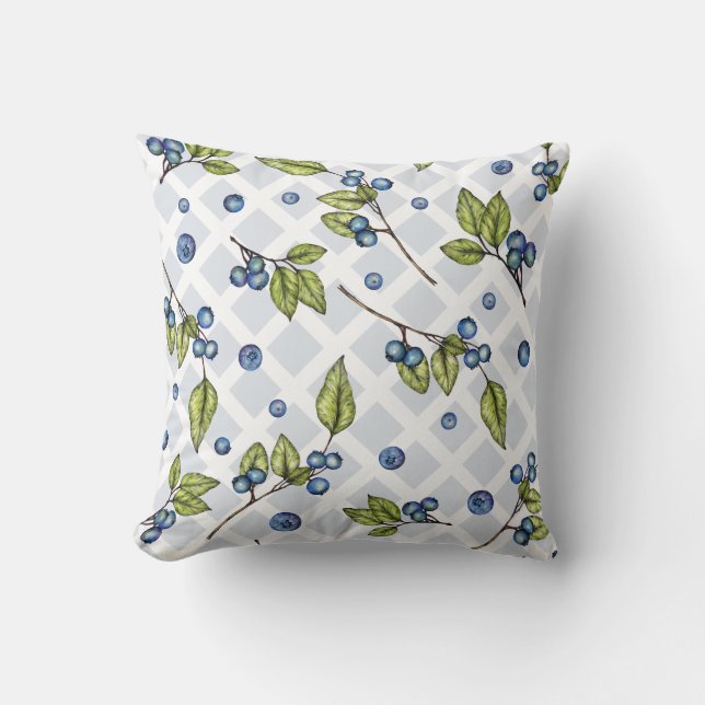 Rustieke boerderij Blueberry Lattice Sierkussen (Voorkant)