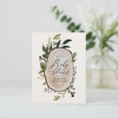 Rustieke boerderij botanische script baby shower aankondigingskaart (Staand voorkant)