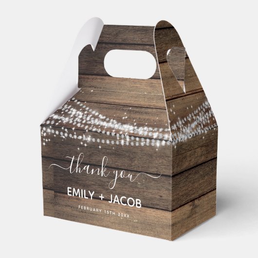 Rustieke boerderij bruiloft dank u bedankdoosjes (Voorkant Zijde)