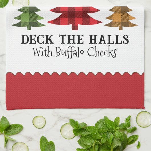 Rustieke boerderij Buffalo Check Kerstbomen Theedoek (Gevouwen)