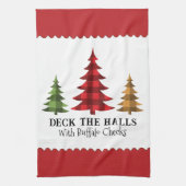 Rustieke boerderij Buffalo Check Kerstbomen Theedoek (Verticaal)
