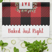 Rustieke boerderij Buffalo Check Monogram Kerstmis Theedoek (Gevouwen)