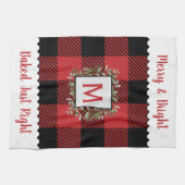 Rustieke boerderij Buffalo Check Monogram Kerstmis Theedoek (Horizontaal)