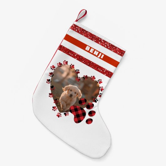 Rustieke boerderij Buffalo Plaid Hond Kat Huisdier Kleine Kerstsok (Voorkant (Hangend))