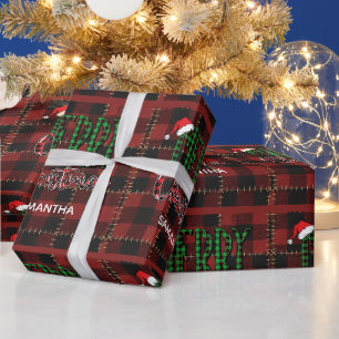 Rustieke boerderij Buffalo Plaid Kerst aangepast Cadeaupapier
