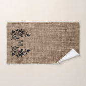 Rustieke boerderij Burlap Laurel Monogram Hand Tow Handdoek (Handdoek)