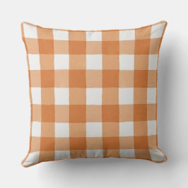 Rustieke boerderij cottage oranje wit geruit kussen