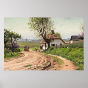 Rustieke boerderij cottage zomer weg kunst poster