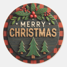 Rustieke boerderij cottagecore Prettig kerstfeest Ronde Sticker