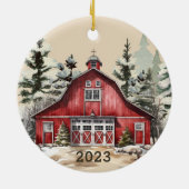 Rustieke Boerderij Country Christmas Keramisch Ornament (Achterkant)