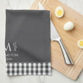 Rustieke Boerderij Custom Monogram Houtskool Grijs Theedoek (Quarter Fold)