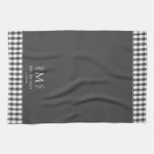 Rustieke Boerderij Custom Monogram Houtskool Grijs Theedoek (Horizontaal)