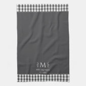 Rustieke Boerderij Custom Monogram Houtskool Grijs Theedoek (Verticaal)