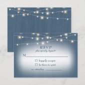Rustieke boerderij Dusty Blue Lights bruiloft RSVP (Voorkant / Achterkant)