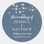 Rustieke boerderij Dusty Blue Lights Ronde Sticker (Voorkant)