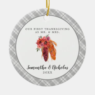 Rustieke boerderij   Eerste Thanksgiving meneer &  Keramisch Ornament