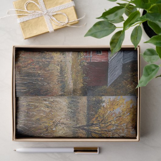 Rustieke Boerderij en Stream Landscape Decoupage Tissuepapier