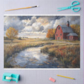 Rustieke Boerderij en Stream Landscape Decoupage Tissuepapier (Craft)
