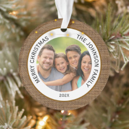 Rustieke Boerderij Familie Foto Kerstmis Ornament