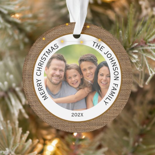 Rustieke Boerderij Familie Foto Kerstmis Ornament (Boom)