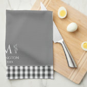 Rustieke Boerderij Familienaam Monogram Grijs Theedoek (Quarter Fold)