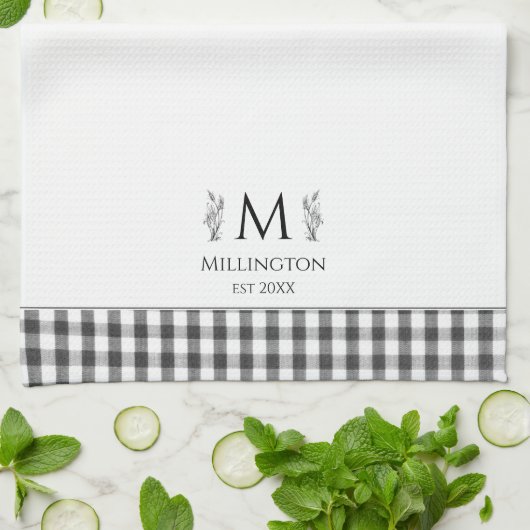 Rustieke boerderij familienaam monogram theedoek (Gevouwen)