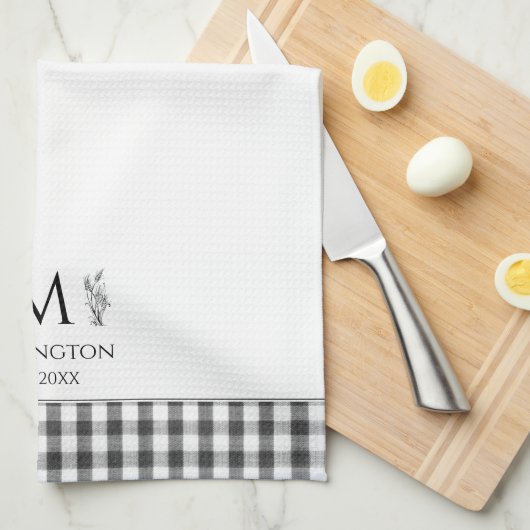 Rustieke boerderij familienaam monogram theedoek (Quarter Fold)