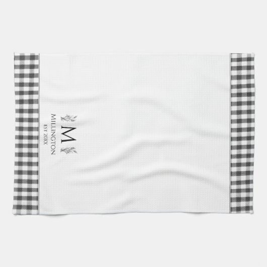 Rustieke boerderij familienaam monogram theedoek (Horizontaal)